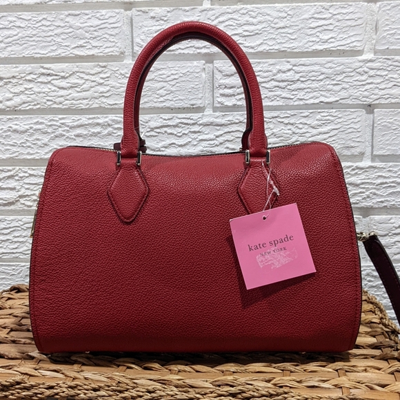 NWT Kate Spade red currant pebbled leather MD satchel - Picture 3 of 11